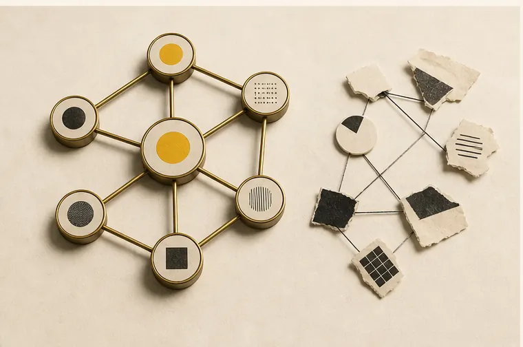 A focused network of relevant links contrasted with weak fragments
